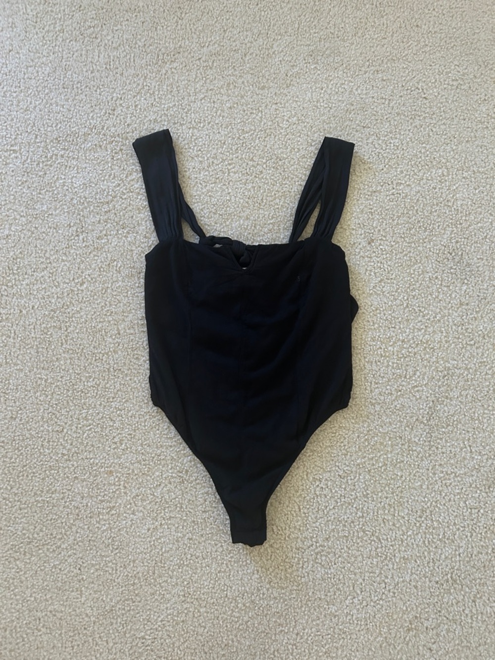 Free People Black Stretch Bodysuit with Wide Straps